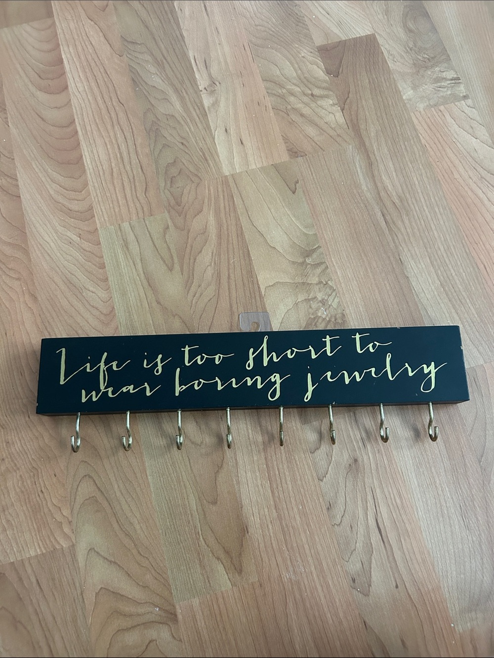 Black Wall Hook Rack with Gold Script Lettering - Picture 2 of 11